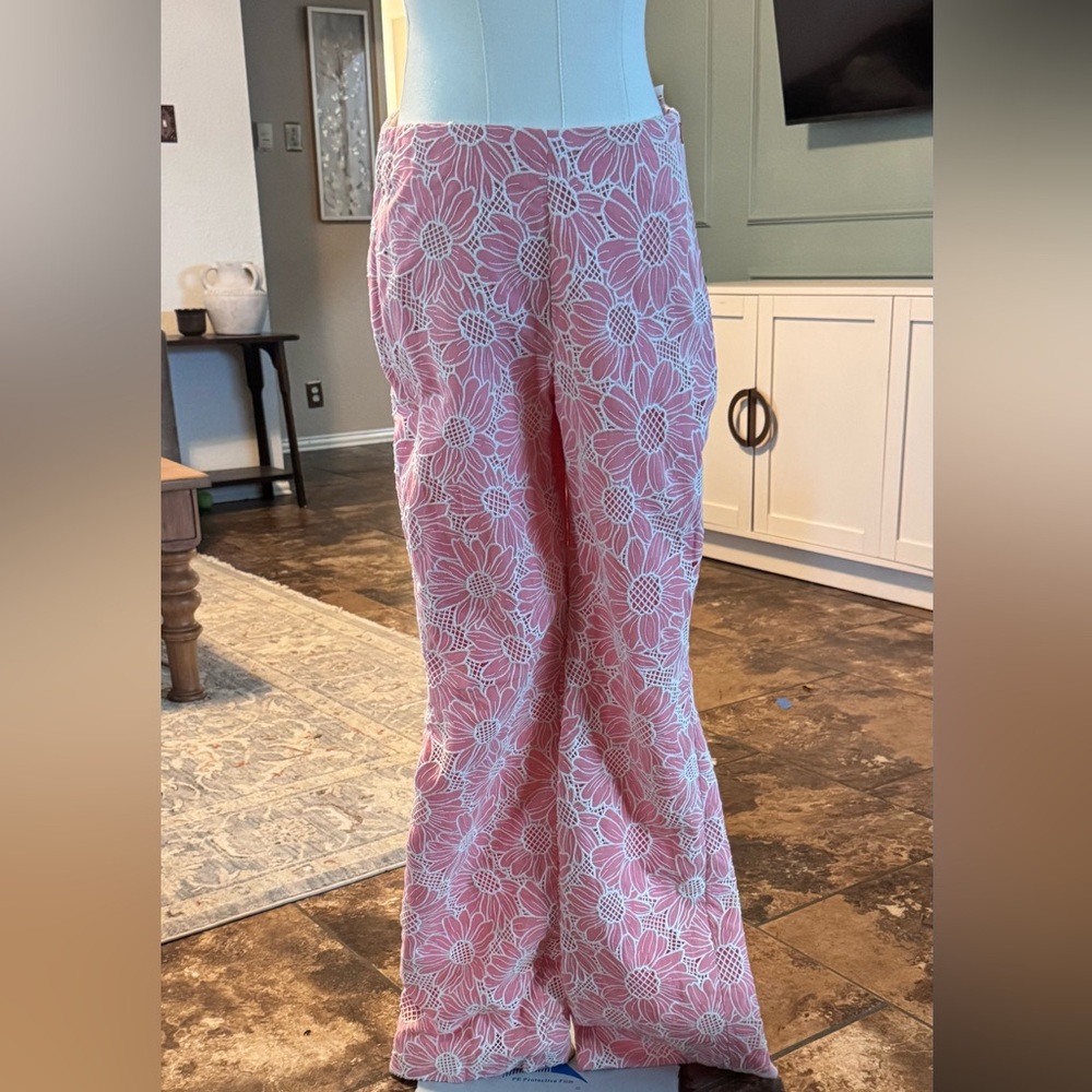 Etcetera Pink Wide-Leg Floral Pants